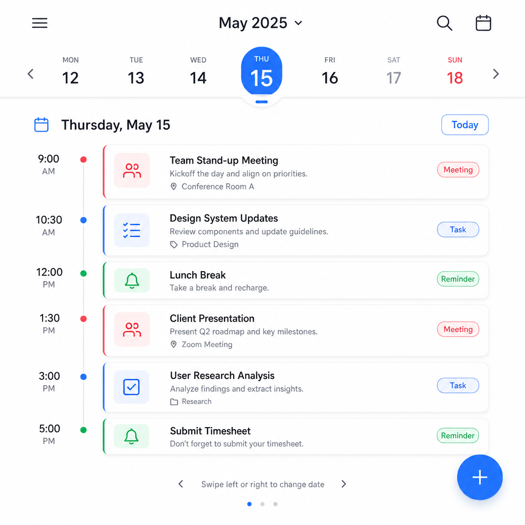 日程管理 APP 界面
