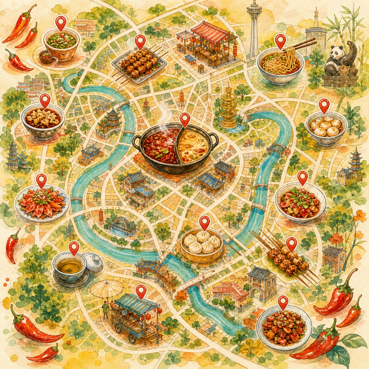 成都美食地图海报