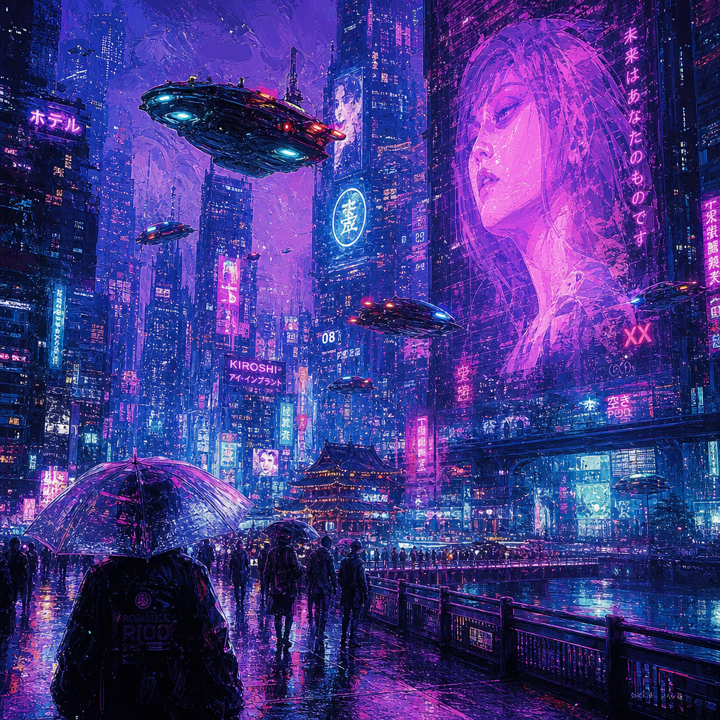 赛博朋克城市插画