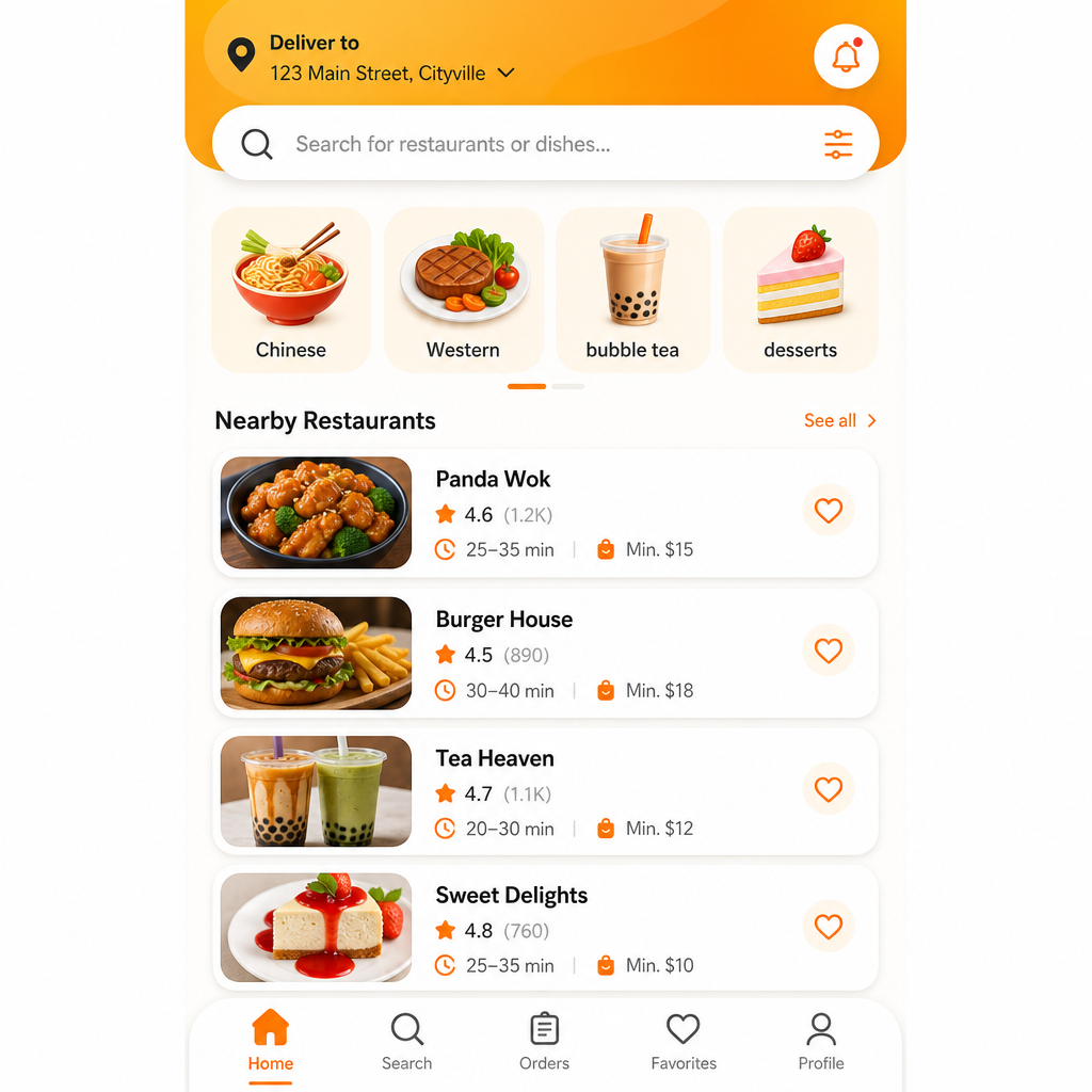 外卖配送 APP 界面