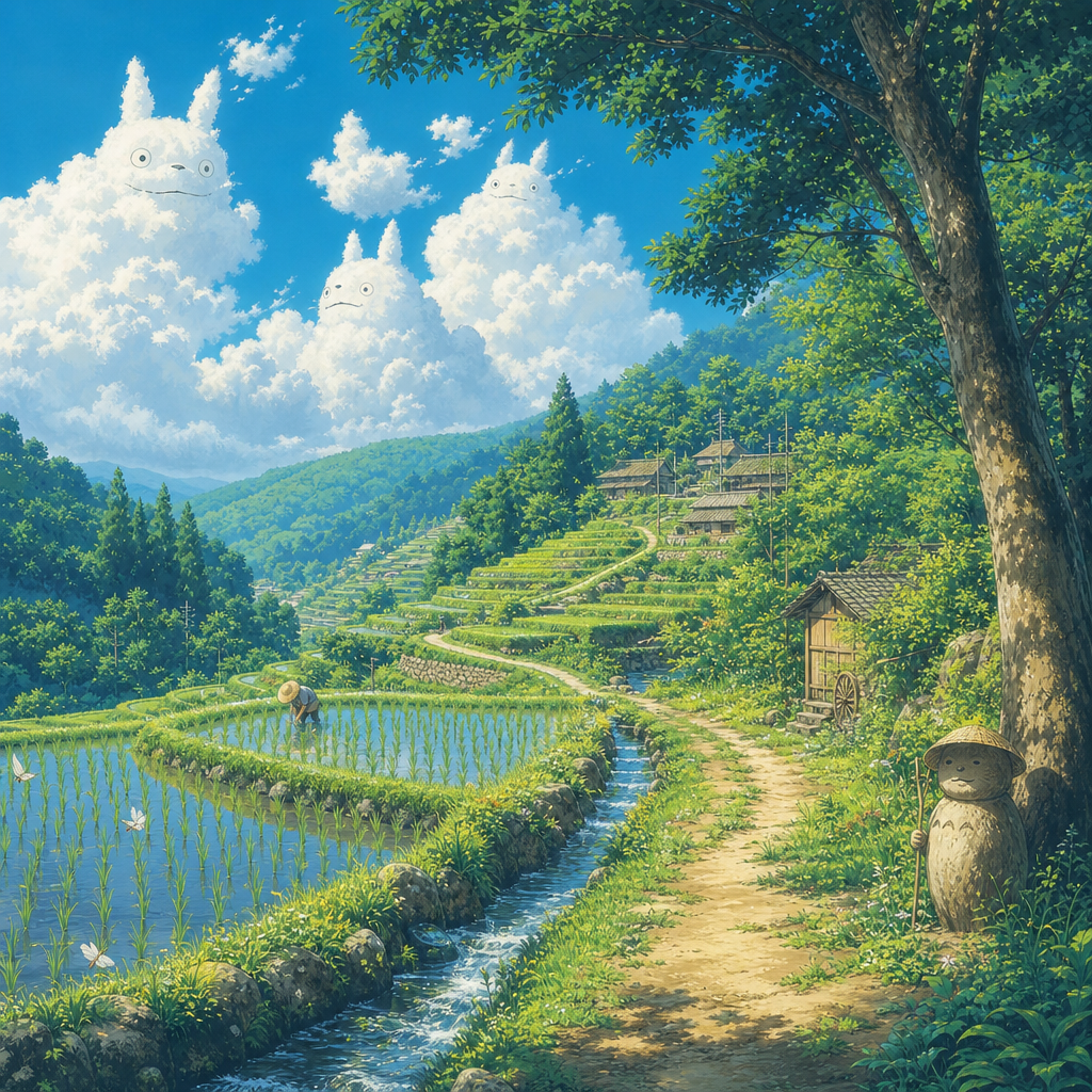 吉卜力风格风景插画