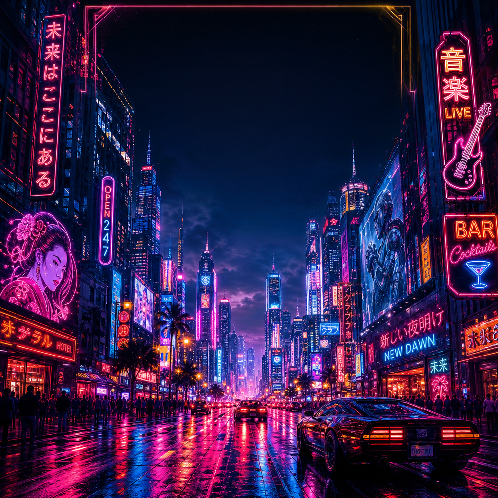 霓虹城市夜生活海报