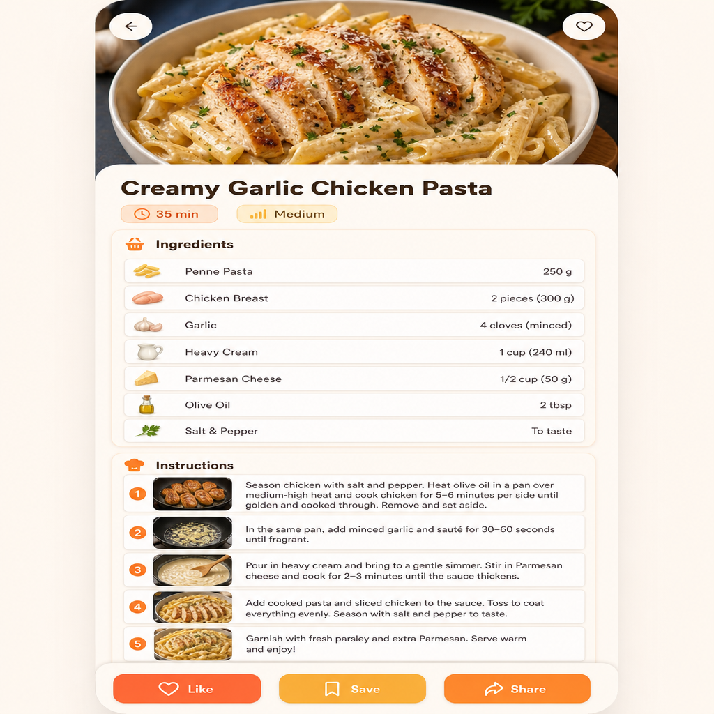 菜谱烹饪 APP 界面