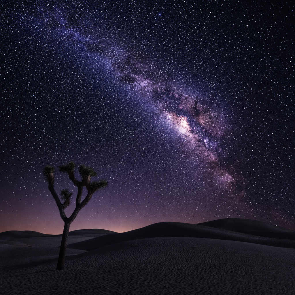 沙漠星空夜景